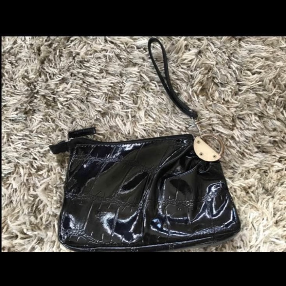 Black Zip up Wristlet with inside zip pocket